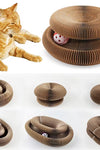 Magic Organ Foldable Cat Scratch Board Toy with Bell Cat Grinding Claw Cat Climbing Frame round Corrugated Cats Interactive Toys