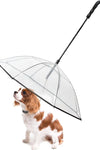 Dog Umbrella with Leash for Small Pets, Umbrella for Dogs Fits 20” Back Length Pets,J-Shape Handle,Clear Umbrella Surface